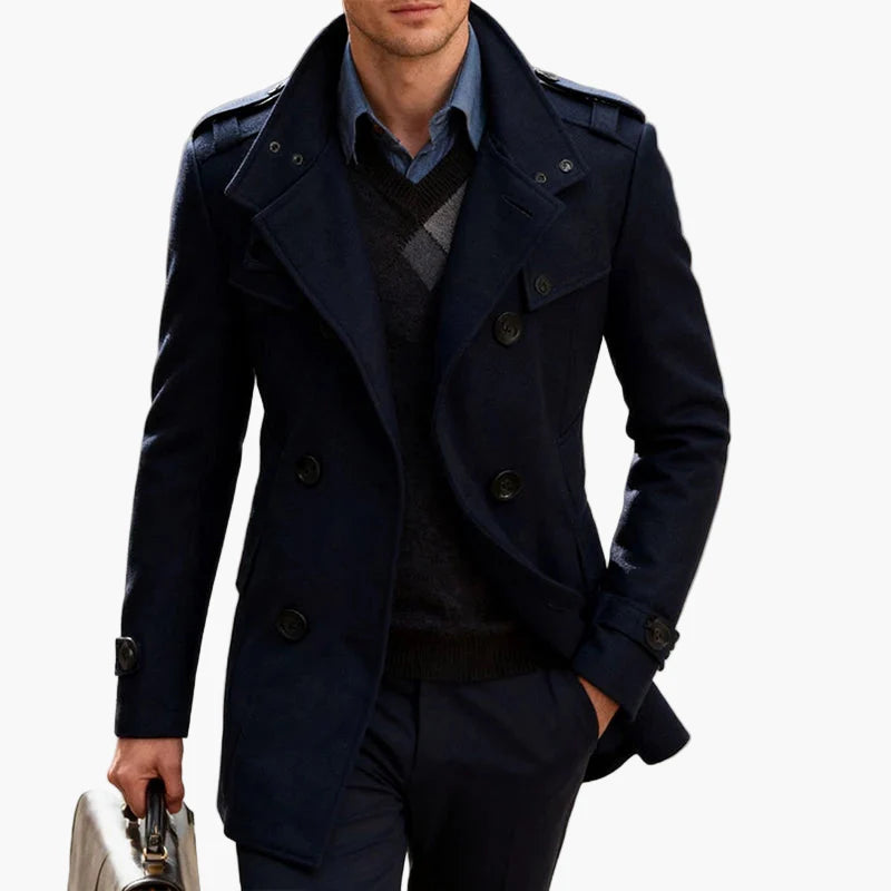 Heren dubbelrijige business mantel – Elegante winter peacoat voor kantoor & vrije tijd