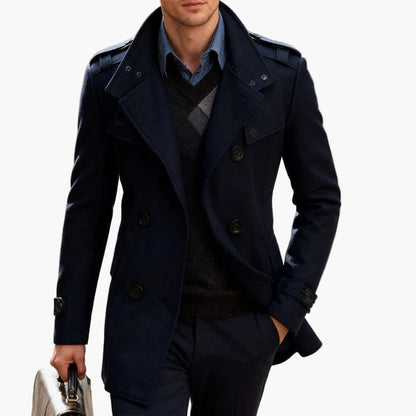 Heren dubbelrijige business mantel – Elegante winter peacoat voor kantoor & vrije tijd