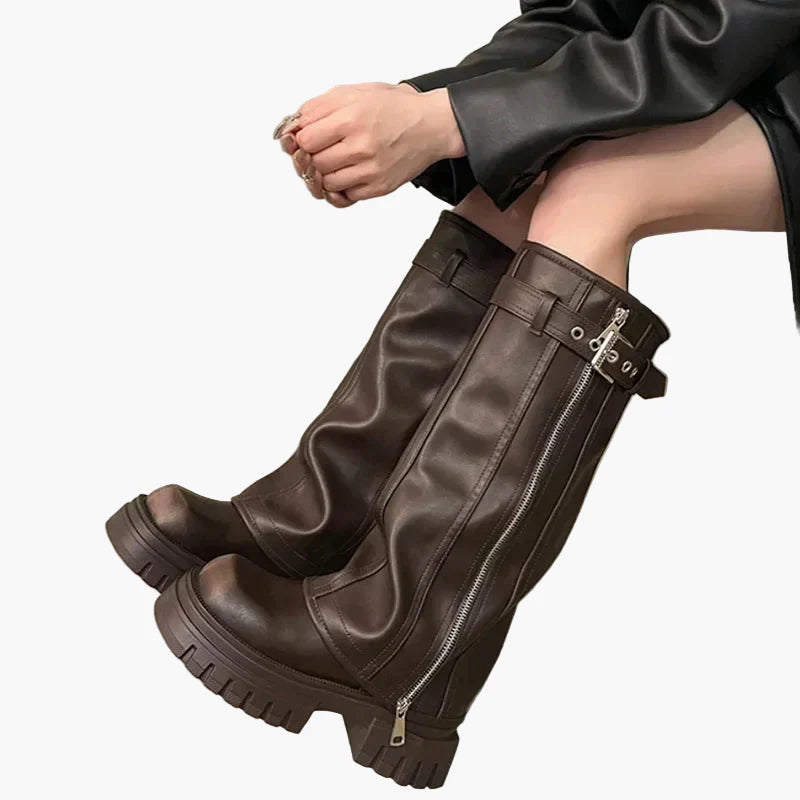 Damskor med platå, dragkedja och spänne – Trendiga chunky boots för höst och vinter