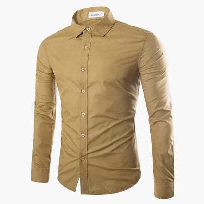 Męska koszula biznesowo-casualowa – Elegancka koszula z długim rękawem, slim fit, uniwersalna do biura i na co dzień