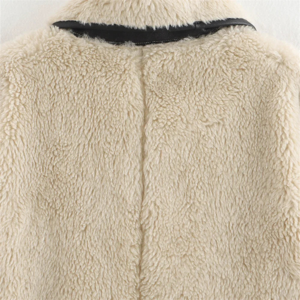 Dame Trendy Kort Jakke i Oversized-look til efterår og vinter – Moderigtig fritidsjakke med bred krave