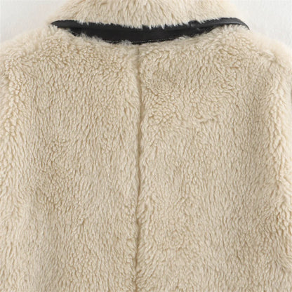 Dame Trendy Kort Jakke i Oversized-look til efterår og vinter – Moderigtig fritidsjakke med bred krave