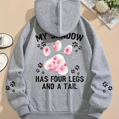 Hoodie für Damen mit Kapuze und Tiermotiv Print – Oversize Sweatshirt mit Pfotenabdruck