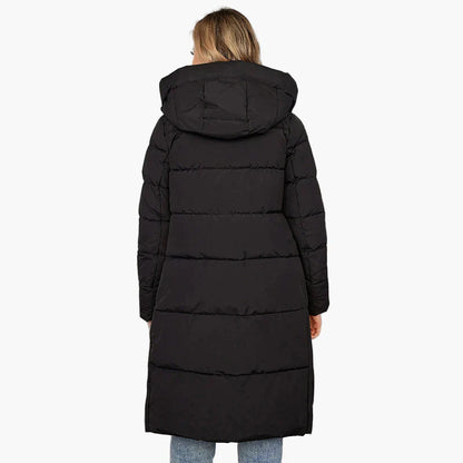 Dames winter gewatteerde mantel met capuchon – Lange, modieuze outdoor mantel voor koude dagen