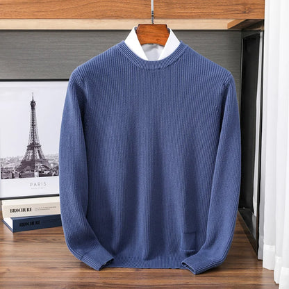 Pull homme à col rond en maille – sweat décontracté à manches longues, disponible en plusieurs couleurs