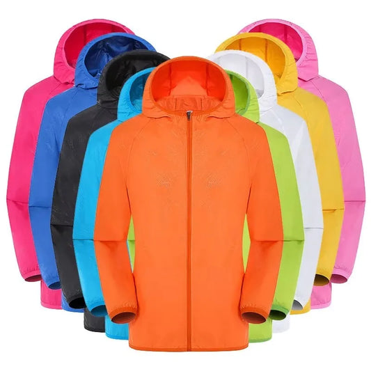 Chaqueta ligera con capucha unisex, cortavientos, con cremallera y bolsillos laterales