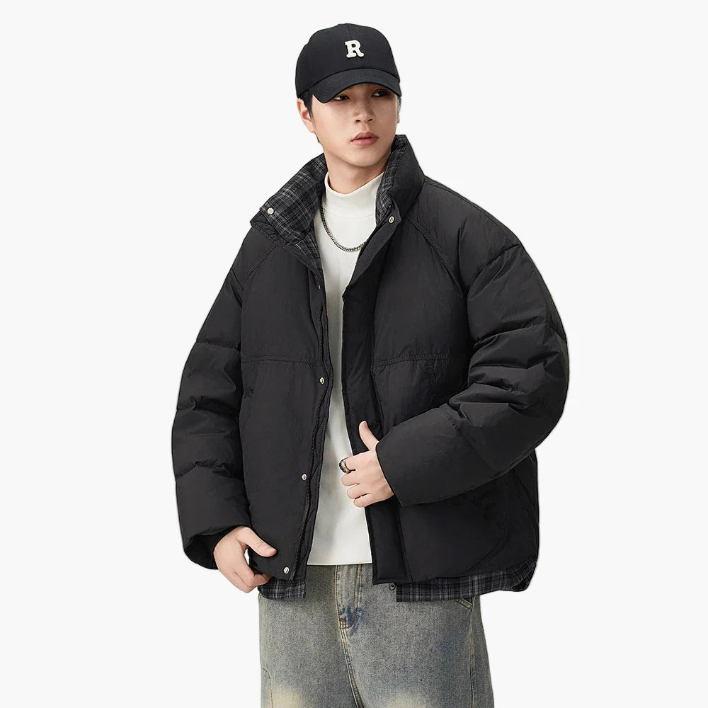 Herre Oversize pufferjakke i streetwear-stil – Avslappet overgangsjakke for hverdag og fritid