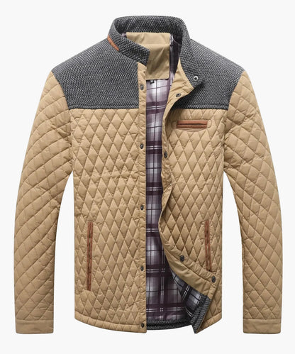 Doudoune matelassée homme bomber casual avec doublure à carreaux – veste de loisirs tendance pour le quotidien et le bureau