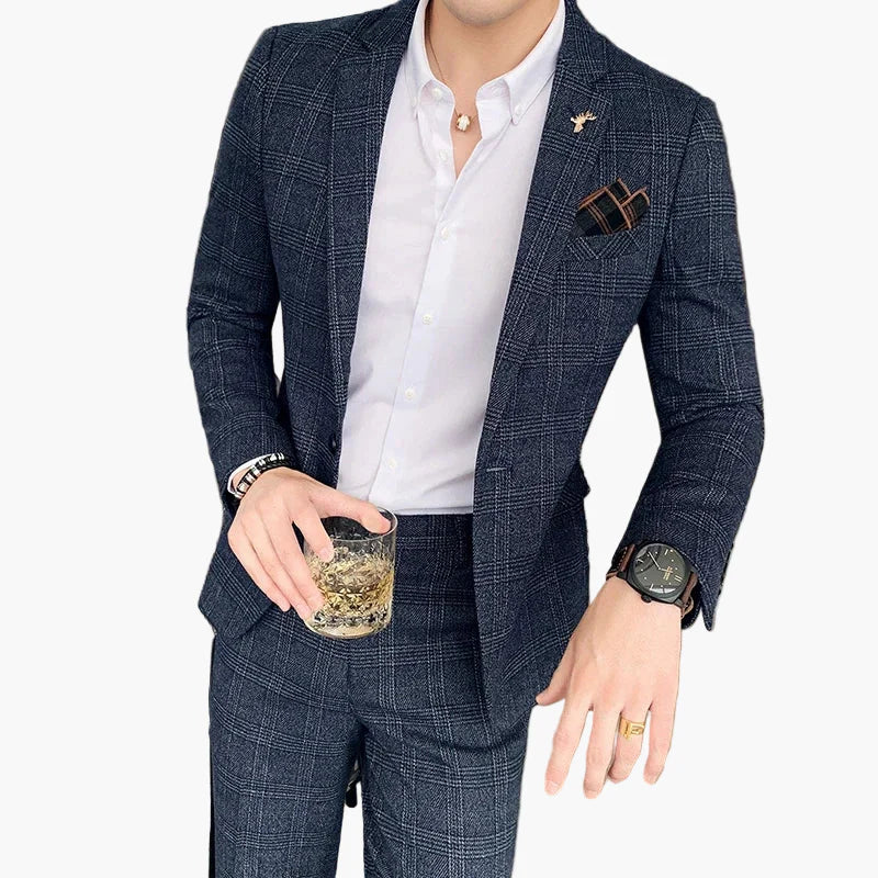Heren Business Pak Set – Modern geruit design voor kantoor & speciale gelegenheden