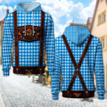 Sweat à capuche au design traditionnel avec imprimé de bretelles et de motifs