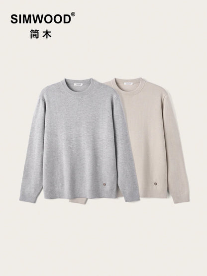 Unisex Langarm Pullover Rundhals schlicht gerippte Bündchen unifarben