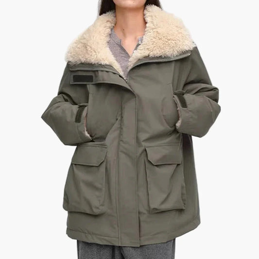 Damernas vinter parka med teddykrage – Avslappnad outdoor-kappa för kalla dagar