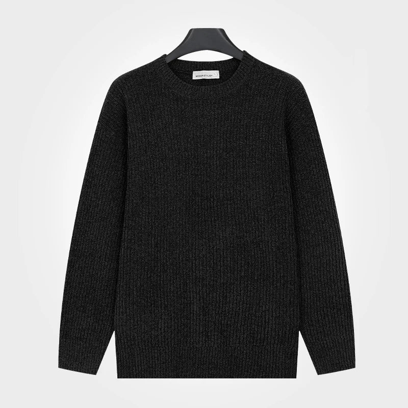 Herren Rippstrick Pullover Rundhals Langarm – Weich & Bequem
