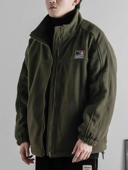 Unisex Fleecejacke mit Stehkragen und Reißverschluss
