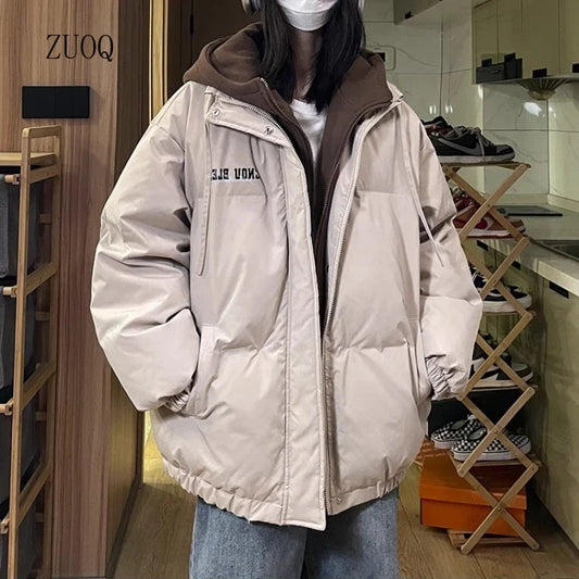 Unisex Winter Steppjacke mit Kapuze, Oversize Design, Wattiert