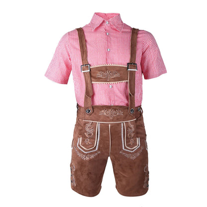 Herren Lederhosen Set Karohemd Hut Trachten Set Oktoberfest