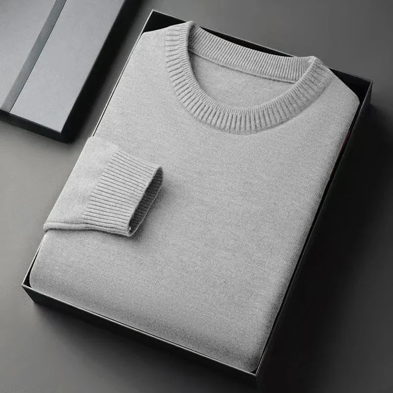 Unisex Basic Pullover Rundhals Langarm Strickpullover Einfarbig