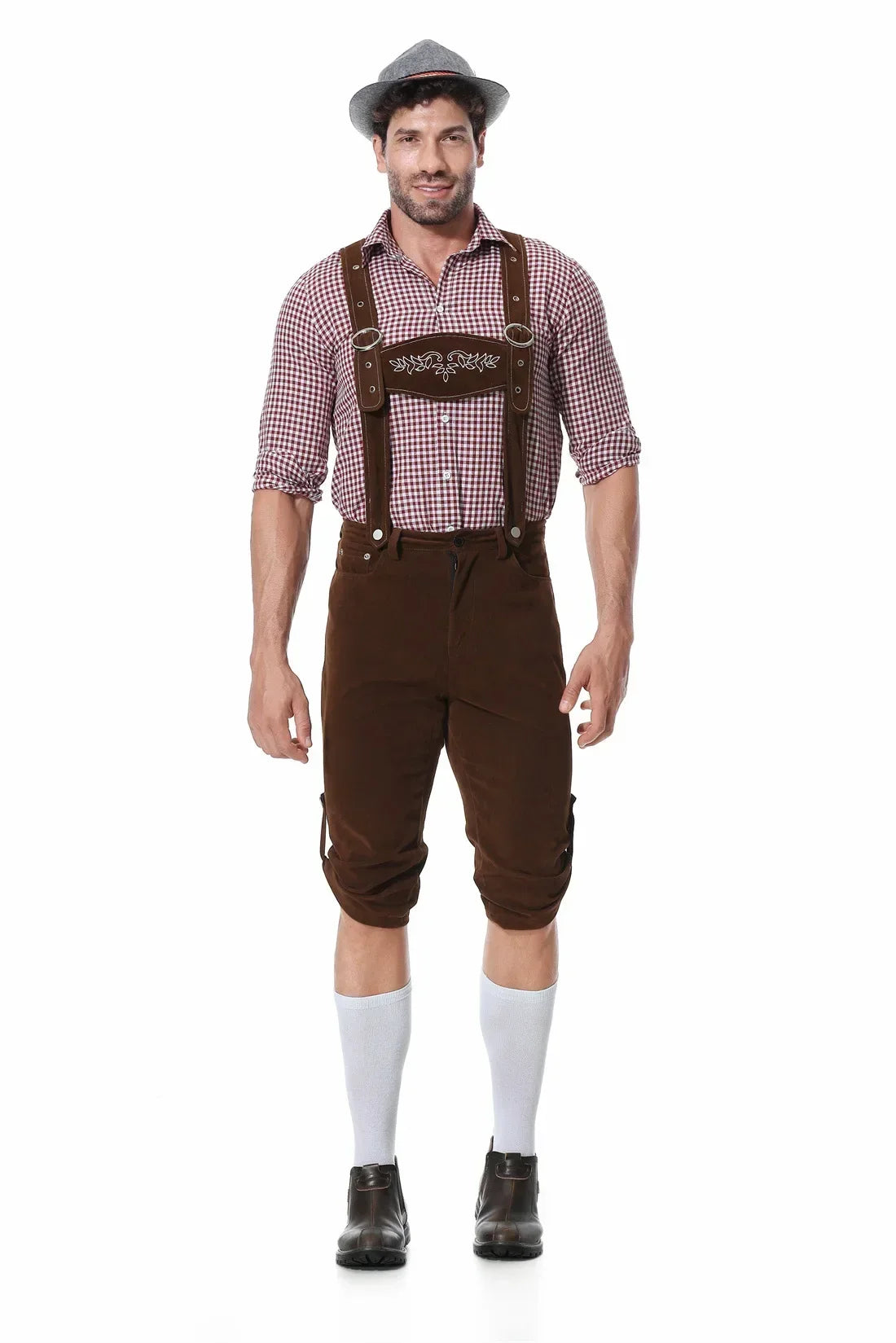 Culotte courte traditionnelle pour homme en cuir avec bretelles