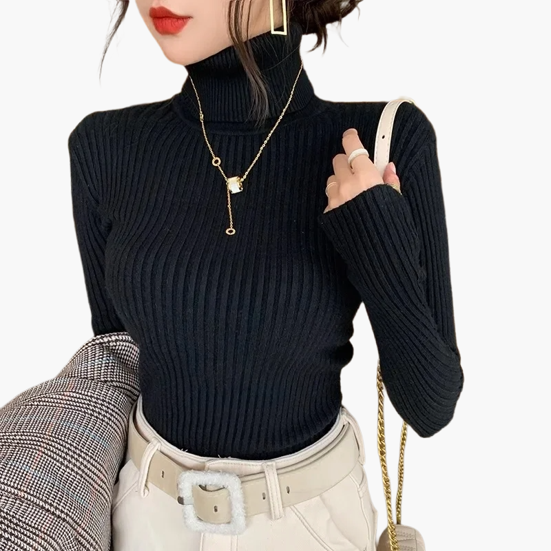 Dolcevita da donna in maglia elegante autunno inverno manica lunga