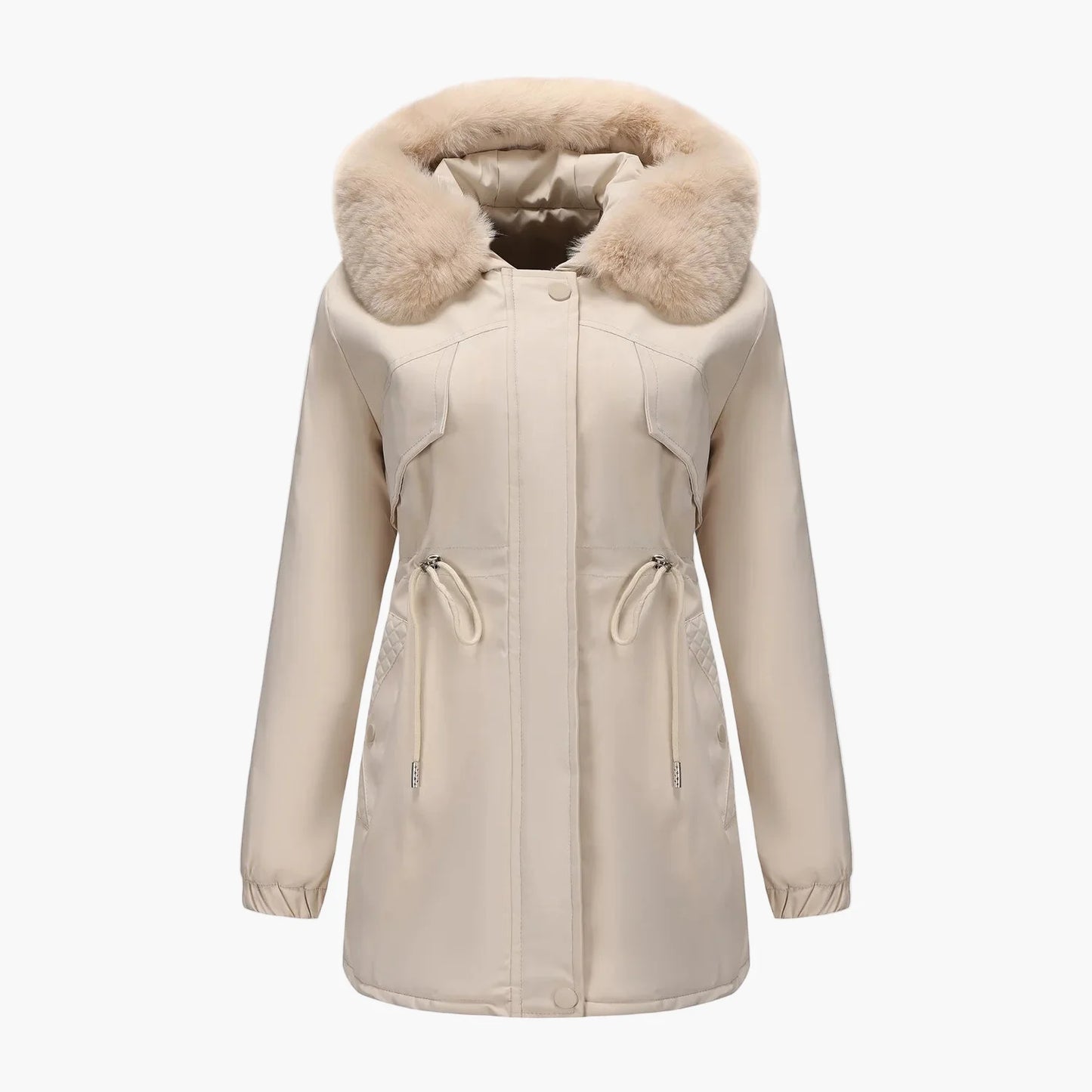 Dames winterjack met capuchon en nepbontkraag – Modieuze parka voor koude dagen