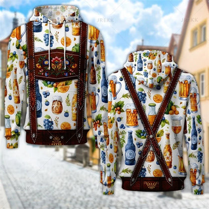 Sweat à capuche au design traditionnel avec imprimé de bretelles et de motifs