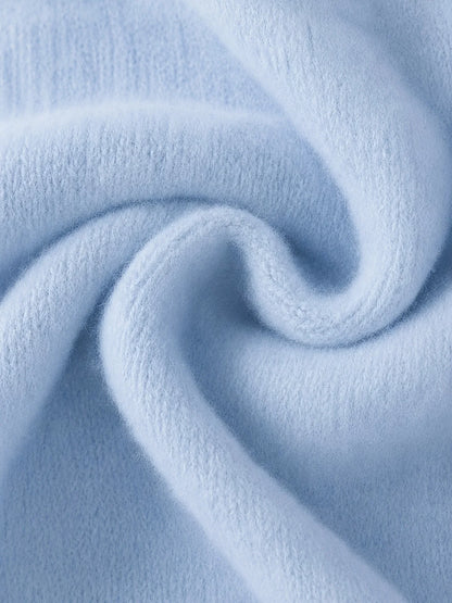 Pullover da donna azzurro chiaro, a maniche lunghe, girocollo, dalla vestibilità ampia