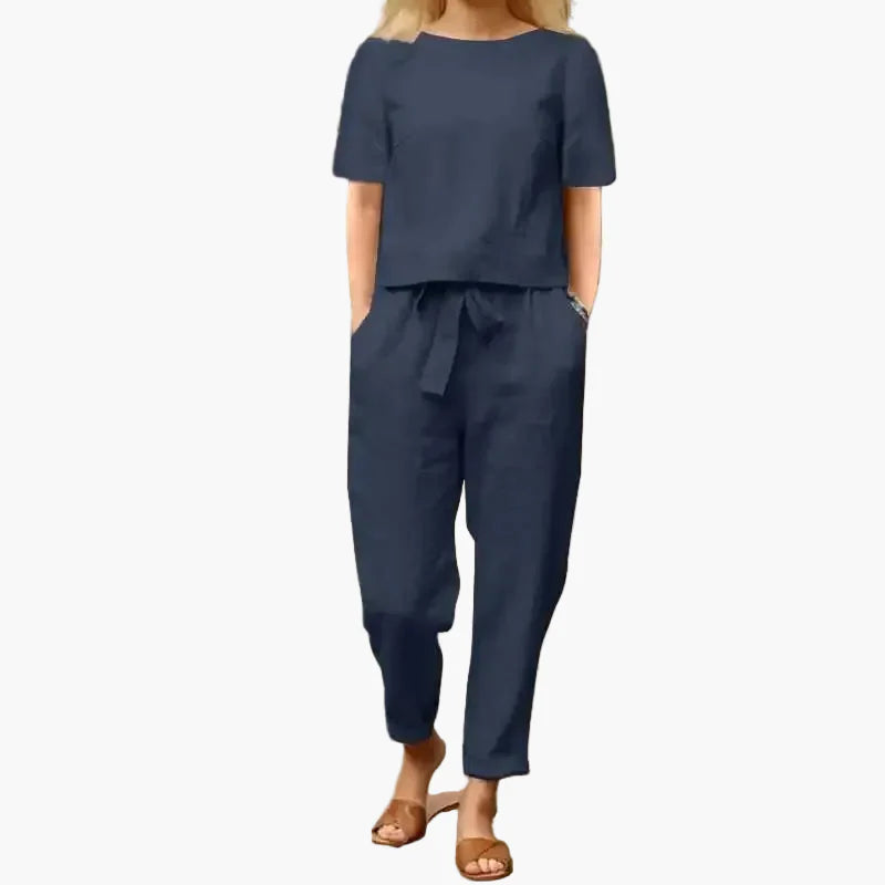 Damen 2-teiliges Freizeitset – Sommer Outfit mit lockerem Oberteil und Hose, ideal für Alltag und Urlaub
