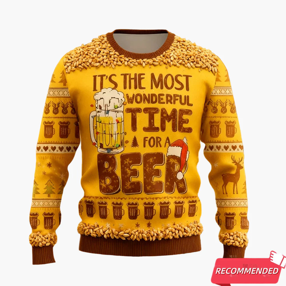 Pull de Noël drôle pour homme – It's The Most Wonderful Time For A Beer – Pull moche de Noël pour soirées