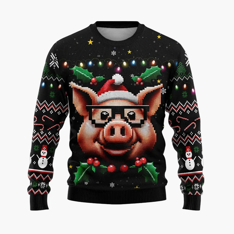 Herren Ugly Christmas Sweater Hip Hop Santa Claus – Lustiger Weihnachtspullover für Partys & Freizeit