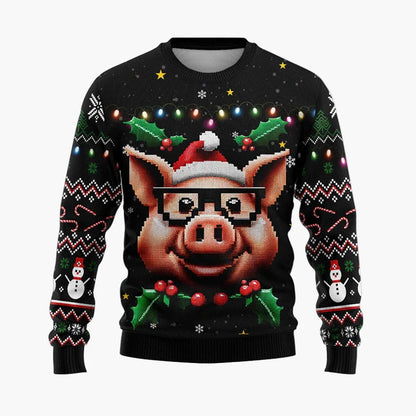 Herren Ugly Christmas Sweater Hip Hop Santa Claus – Lustiger Weihnachtspullover für Partys & Freizeit