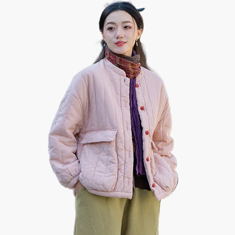 Damen Vintage Kurzjacke – Lockerer Stil, Freizeit Herbst/Winter Jacke