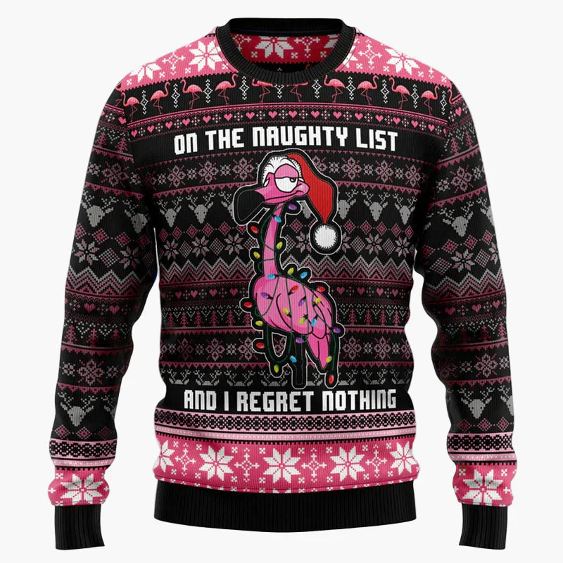 Pull de Noël drôle pour femme et homme avec flamants roses – Pull moche de Noël pour fêtes et cadeaux