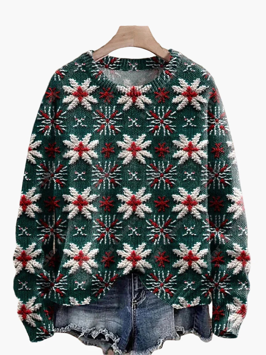Dame Juletrøje med broderi – Sjovt festligt design, vinter og højtider