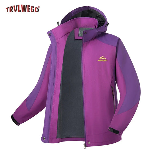 Damen Outdoorjacke Wasserdicht Winddicht Atmungsaktiv mit Kapuze Violett