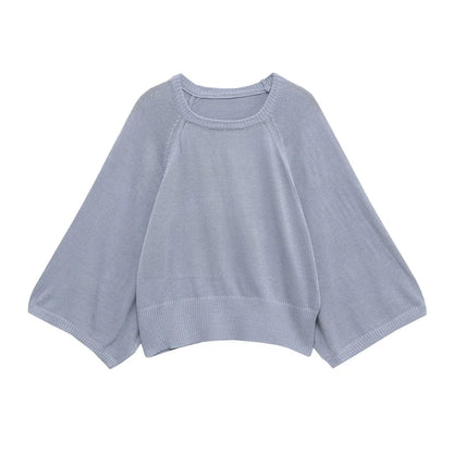 Damen Strickpullover Oversize Rundhals Cremefarben