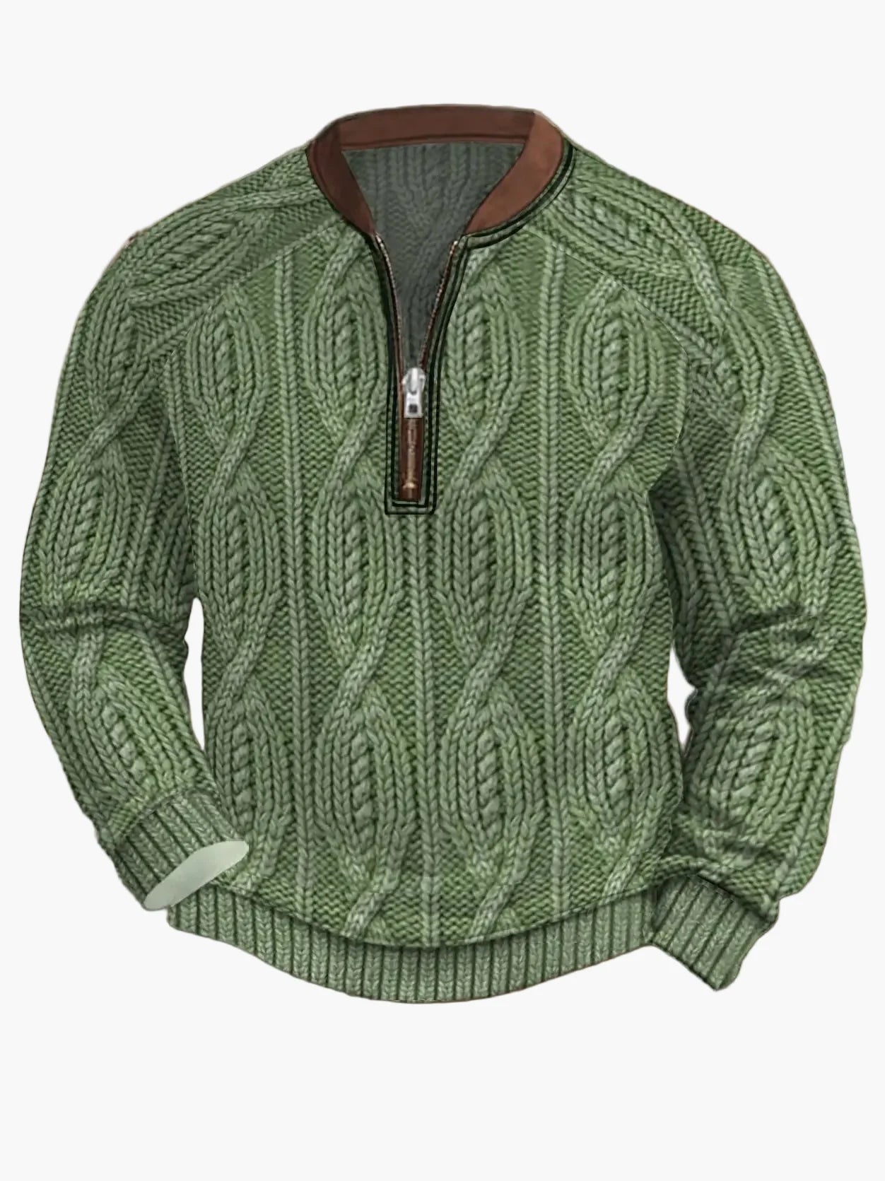 Pull homme style vintage avec demi-fermeture éclair – Pull décontracté élégant pour quotidien et extérieur