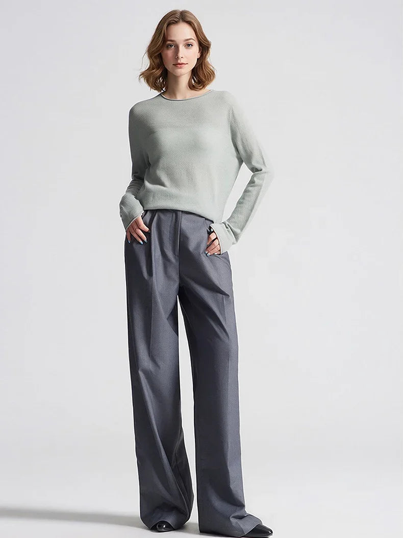 Pull à manches longues pour femme, col bateau, uni