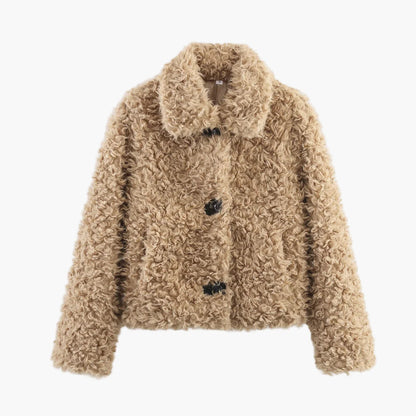 Dam teddyjacka i vintage-look – Moderiktig kort jacka för höst och vinter