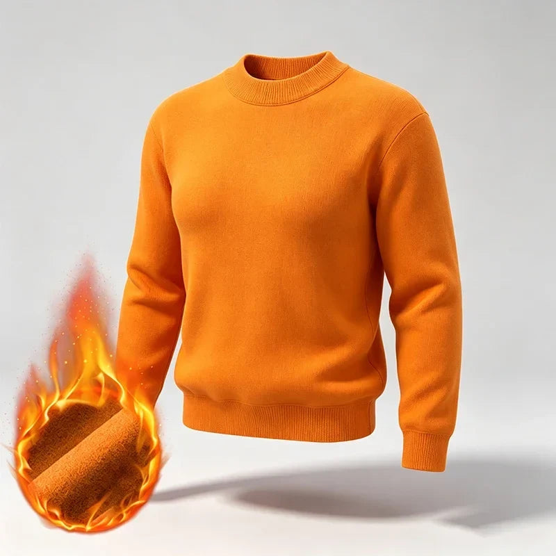 Herren Rollkragenpullover einfarbig wärmend Fleece-Innenseite Langarm