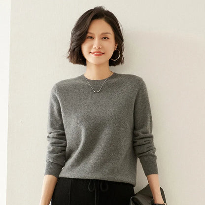 Damen Pullover Rundhals Langarm Strickpullover Weicher Stoff