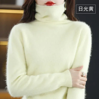 Dame-rullekravepullover, lange ærmer, blødt materiale
