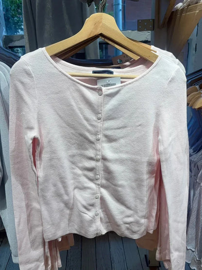 Damen Cardigan Strickjacke Rosa Langarm V-Ausschnitt Knopfleiste