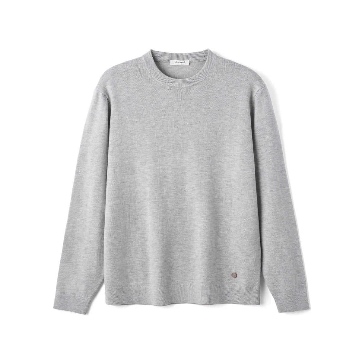 Unisex Langarm Pullover Rundhals schlicht gerippte Bündchen unifarben
