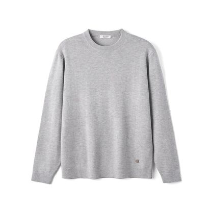 Unisex Langarm Pullover Rundhals schlicht gerippte Bündchen unifarben