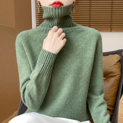 Damen Rollkragenpullover mit langen Ärmeln - Kuscheliger Strickpullover