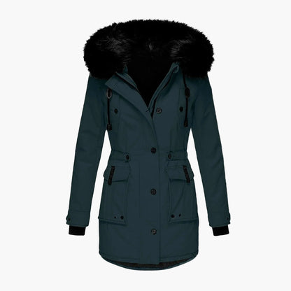 Giacca invernale da donna stile vintage con cappuccio e collo in pelliccia – Elegante cappotto per tutti i giorni e tempo libero