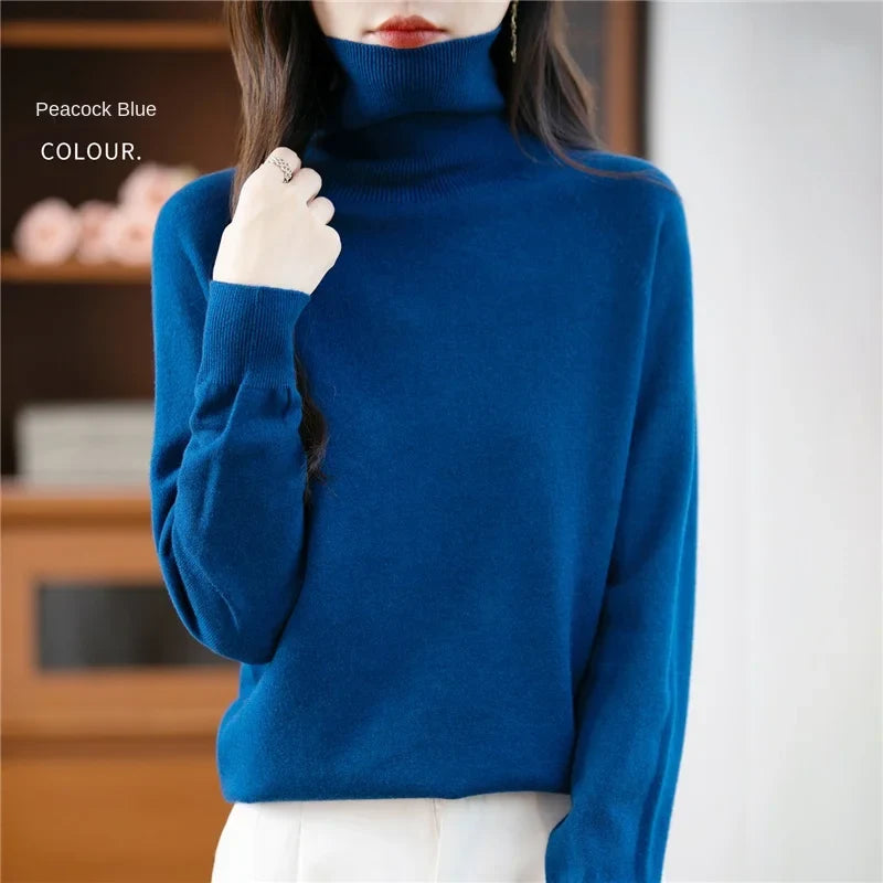 Dolcevita da donna a maniche lunghe, in maglia fine, modello basic