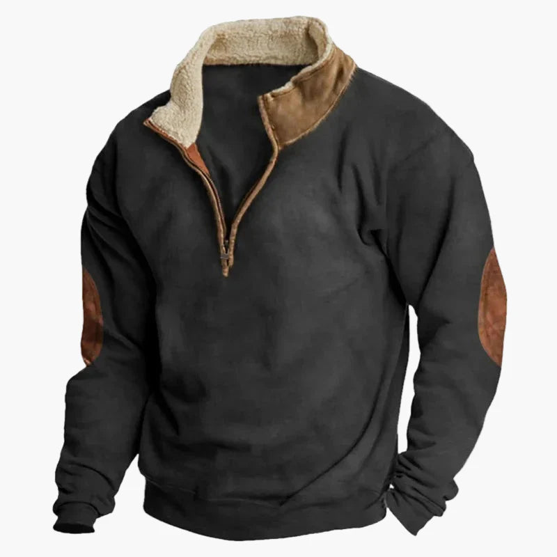 Herren Pullover im Western Ethno-Stil mit Viertelreißverschluss – Perfekt für Freizeit und Outdoor
