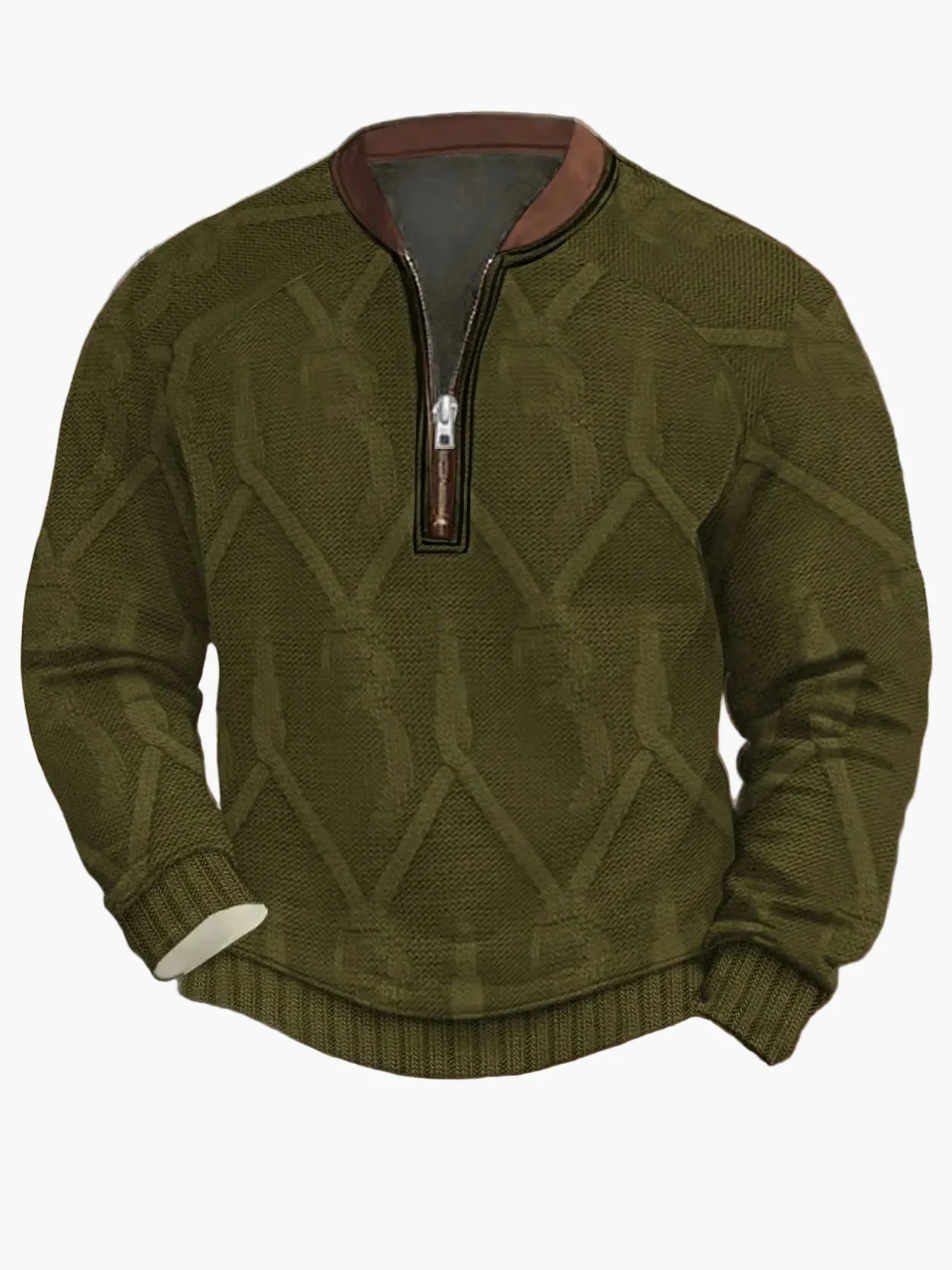 Pull homme style vintage avec demi-fermeture éclair – Pull décontracté élégant pour quotidien et extérieur