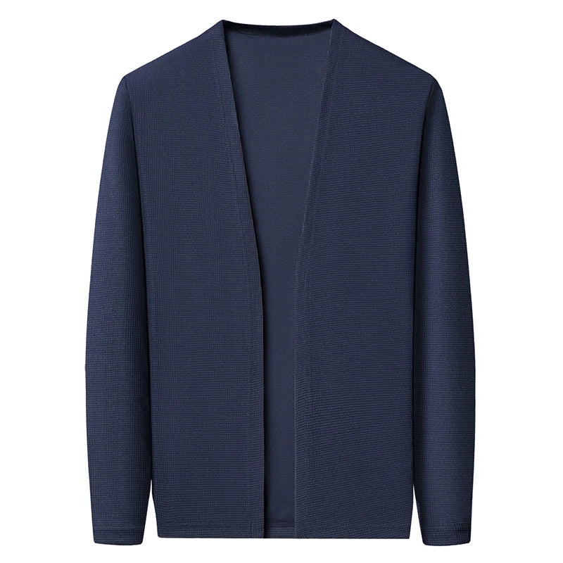 Herren Cardigan Strickjacke offen leicht V-Ausschnitt Langarm